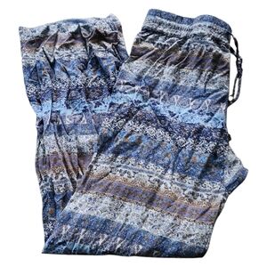 Artisian NY Blue Patterned Pull-on Wide Legged Pants. Sz. M